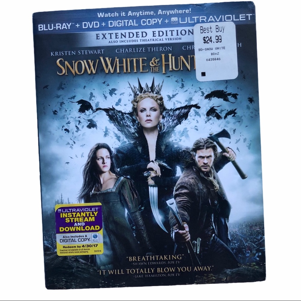 Blu-Ray + DVD Snow White & The Huntsman Extended Edition EUC